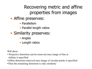 Recovery of metric and affine properties, 3D projective geometry