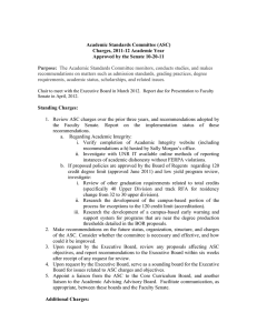 Academic Standards Committee (ASC) Charges, 2011-12 Academic Year