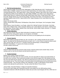 May 4, 2011 University of Nevada, Reno  Meeting 9 special