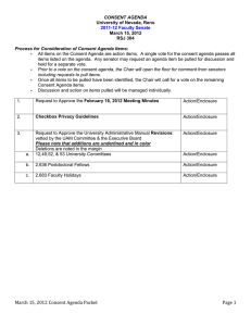 CONSENT AGENDA  Process for Consideration of Consent Agenda Items: