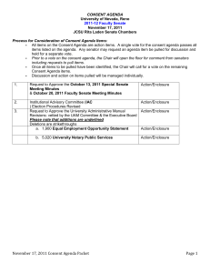 CONSENT AGENDA  Process for Consideration of Consent Agenda Items: