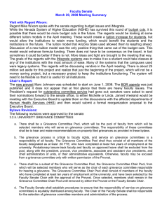 Faculty Senate March 20, 2008 Meeting Summary Visit with Regent Wixom: