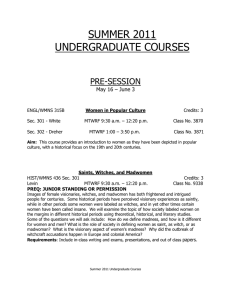 Summer 2011 WGS Undergraduate Course Description Booklet