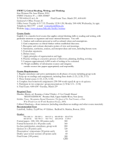 EWRT 2.19 Green Sheet Fall 2014