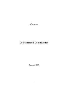Resume Dr.Mahmoud Damadzadeh  January 2009