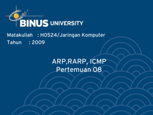 ARP,RARP, ICMP Pertemuan 08 Matakuliah : H0524/Jaringan Komputer Tahun