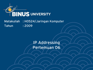 IP Addressing Pertemuan 06 Matakuliah : H0524/Jaringan Komputer Tahun