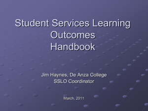 Student Services Learning Outcomes Handbook Jim Haynes, De Anza College