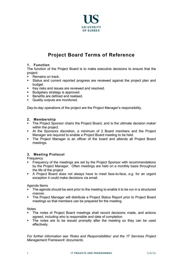 Project Board Terms Of Reference DOCX 49 52KB 