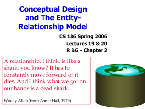 Conceptual Design and The Entity- Relationship Model