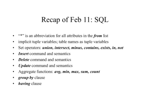 Recap of Feb 11: SQL
