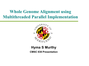 Whole Genome Alignment using Multithreaded Parallel Implementation Hyma S Murthy CMSC 838 Presentation