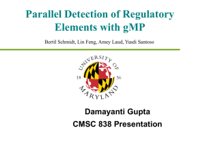 Parallel Detection of Regulatory Elements with gMP Damayanti Gupta CMSC 838 Presentation