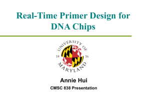 Real-Time Primer Design for DNA Chips Annie Hui CMSC 838 Presentation