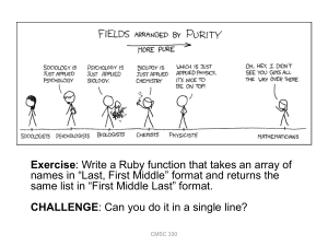 Exercise CHALLENGE names in “Last, First Middle” format and returns the