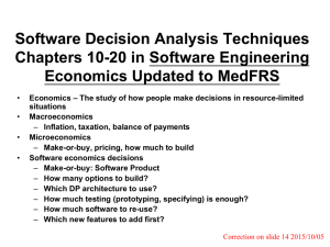 Software Decision Analysis Techniques Chapters 10-20 in Software Engineering