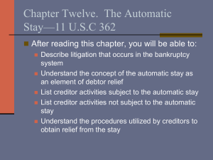 Chapter Twelve.  The Automatic Stay—11 U.S.C 362 