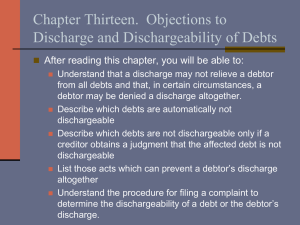 Chapter Thirteen.  Objections to Discharge and Dischargeability of Debts