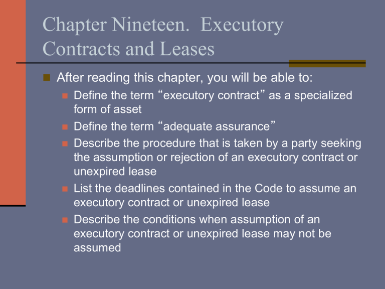 assignment of executory contracts