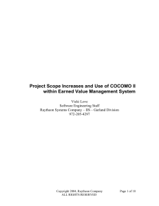 Project Scope Increases and Use of COCOMO II Vicki Love