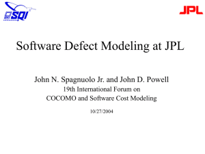 Software Defect Modeling at JPL