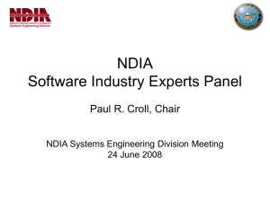NDIA Software Industry Experts Panel