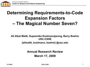 Determining Requirements-to-Code Expansion Factors – The Magical Number Seven? Annual Research Review
