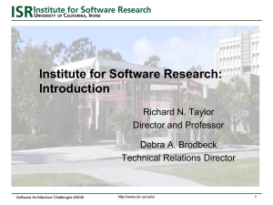 Institute for Software Research: Introduction Richard N. Taylor Director and Professor