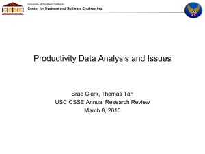 Productivity Data Analysis and Issues Brad Clark, Thomas Tan March 8, 2010
