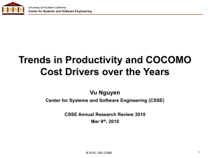 Trends in Productivity and COCOMO Cost Drivers over the Years Vu Nguyen