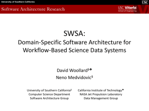 SWSA: Domain-Specific Software Architecture for Workflow-Based Science Data Systems David Woollard