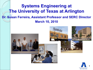 Systems Engineering at The University of Texas at Arlington March 10, 2010