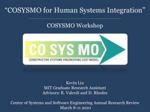 “COSYSMO for Human Systems Integration” COSYSMO Workshop