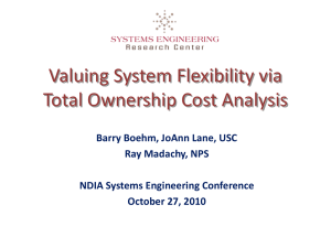Valuing System Flexibility via Total Ownership Cost Analysis Ray Madachy, NPS