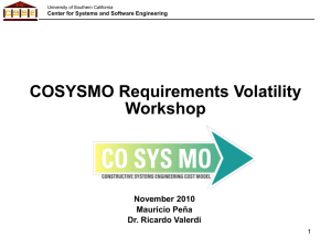 COSYSMO Requirements Volatility Workshop November 2010 Mauricio Peña