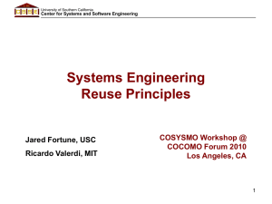 Systems Engineering Reuse Principles Jared Fortune, USC Ricardo Valerdi, MIT