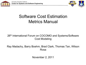Software Cost Estimation Metrics Manual