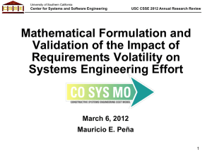 Mathematical Formulation and Validation of the Impact of Requirements Volatility on Systems Engineering Effort