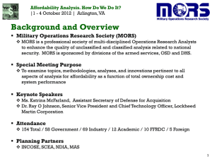 Background and Overview  Military Operations Research Society (MORS)