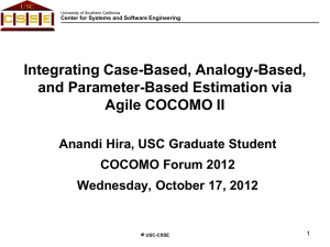 Integrating Case-Based, Analogy-Based, and Parameter-Based Estimation via Agile COCOMO II