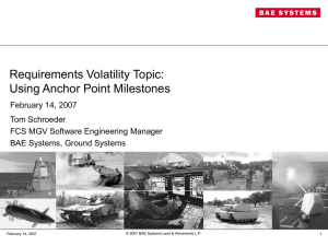 Requirements Volatility Topic: Using Anchor Point Milestones February 14, 2007 Tom Schroeder