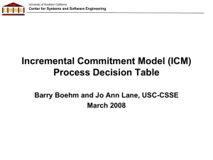 Incremental Commitment Model (ICM) Process Decision Table March 2008