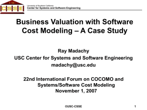 Business Valuation with Software – A Case Study Cost Modeling