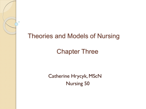 Theories and Models of Nursing Chapter Three Catherine Hrycyk, MScN Nursing 50