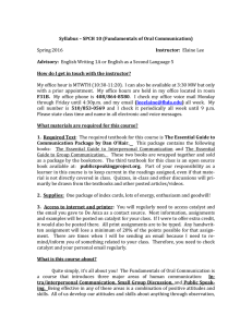 Spring 2016 Syllabus – SPCH 10 (Fundamentals of Oral Communication) Instructor: