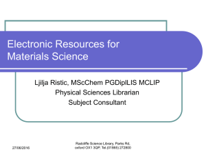 Literature Searching - Electronic Resources for Materials Science (Ristic, OULS, 2008)