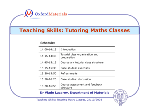 Tutoring Materials Maths Classes (Lazarov, 2008)