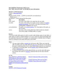 Data Definition Statements in SQL.