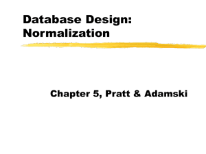 Database Design: Normalization Chapter 5, Pratt &amp; Adamski