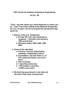 USC Center for Software &amp; Systems Engineering 24 Oct, ‘06